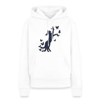 Nekomata Yokai Silhouette – Japanische Mythologie  - Frauen Premium Bio Hoodie - Weiß - Vorne - Julia (174cm)