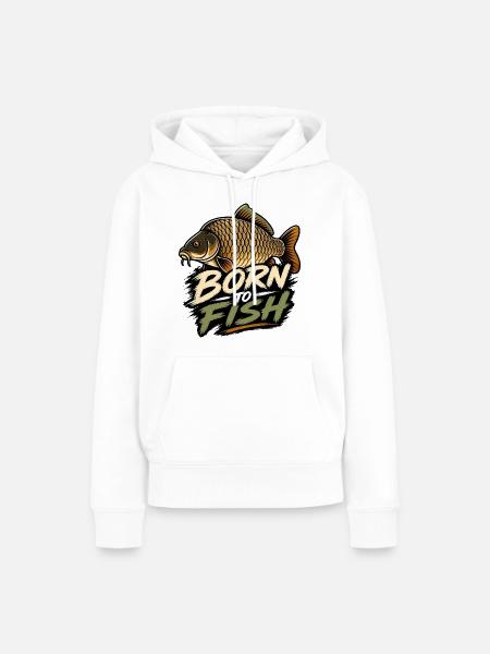 Born To Fish Karpfenangler-Design - Frauen Premium Bio Hoodie - Weiß