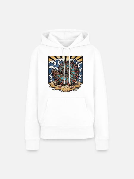 Ammonite Nautilus Beach Ocean Shell Retro - Frauen Premium Bio Hoodie - Weiß