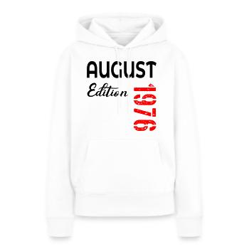 50e anniversaire août 1976 - Sweat à capuche Premium bio Femme - blanc - Devant - Julia (174cm)