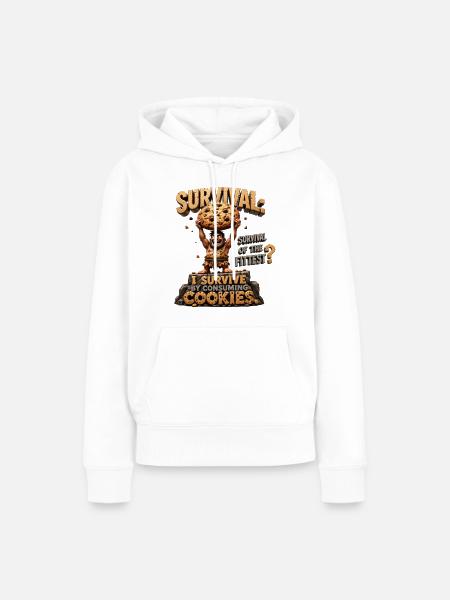 Höhlenmensch mit Cookies: Überleben - Frauen Premium Bio Hoodie - Weiß
