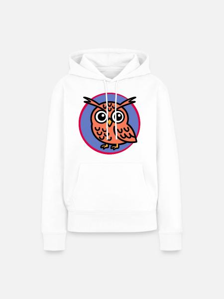 Cartoon-Eule - Frauen Premium Bio Hoodie - Weiß