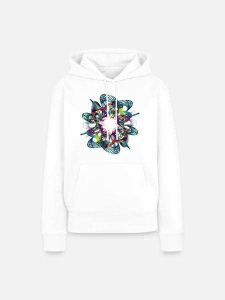 Lebendige Neon-Mandala-Grafik - Frauen Premium Bio Hoodie - Weiß