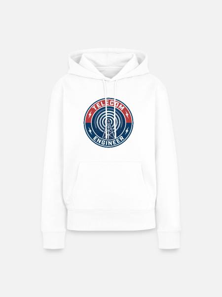 Telekommunikationsingenieur Sendeturm-Abzeichen-Geschenk - Frauen Premium Bio Hoodie - Weiß