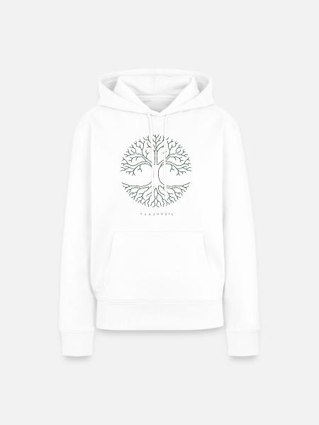 Yggdrasil Kreisweltbaum - Frauen Premium Bio Hoodie - Weiß