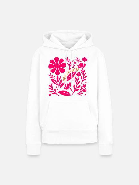 Demokratie Blumen Vielfalt - Frauen Premium Bio Hoodie - Weiß
