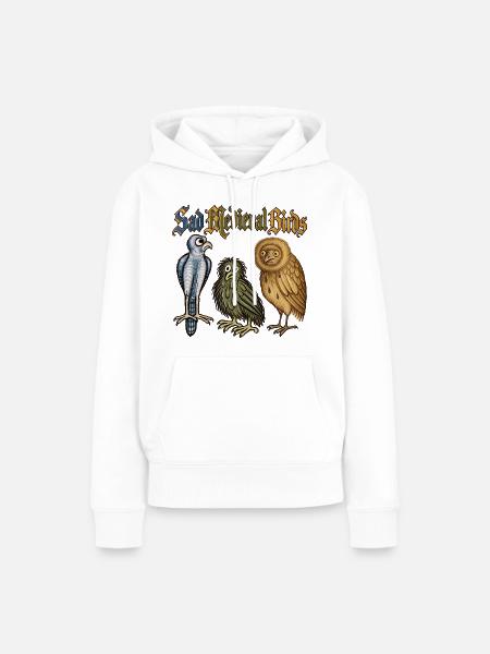 Traurige mittelalterliche Vögel - Frauen Premium Bio Hoodie - Weiß