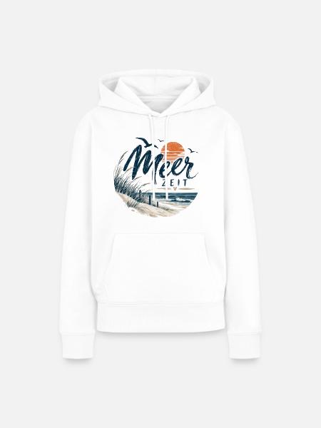 MeerZeit Strandbild - Frauen Premium Bio Hoodie - Weiß