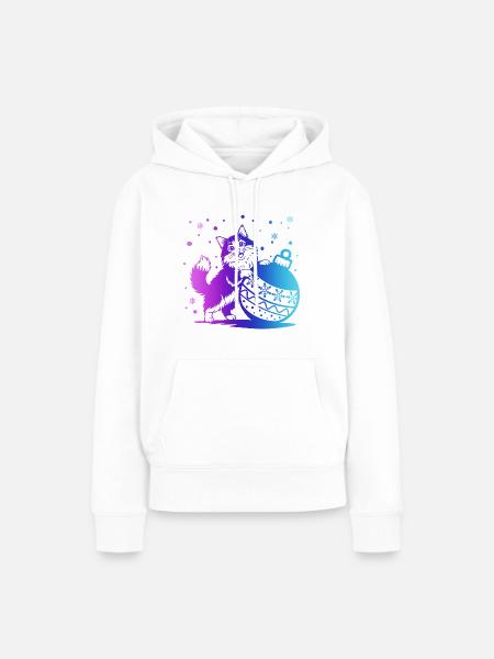 Kätzchen in einem Winter-Kugelverlauf - Frauen Premium Bio Hoodie - Weiß