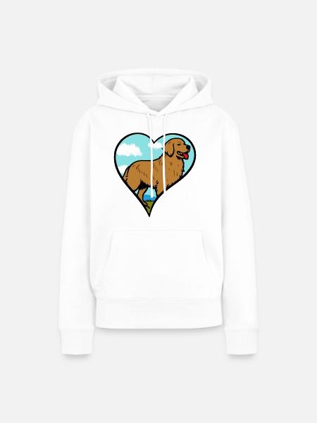Golden Retriever Liebe Herz - Frauen Premium Bio Hoodie - Weiß