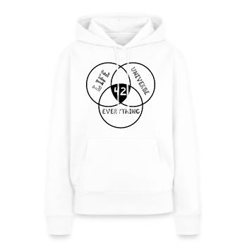 Antwort 42 - Frauen Premium Bio Hoodie - Weiß - Vorne - Julia (174cm)