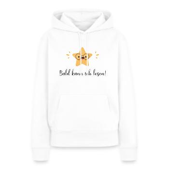 Bald kann ich lesen - Frauen Premium Bio Hoodie - Weiß - Vorne - Julia (174cm)