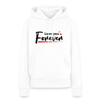 Je t'aime pour toujours / Je t'aime pour toujours - Sweat à capuche Premium bio Femme - blanc - Devant - Julia (174cm)