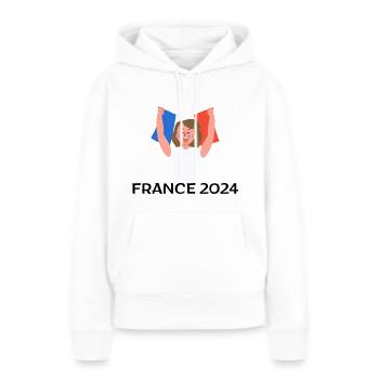 Ich liebe Frankreich 2024, Urlaub in Frankreich 2024 - Frauen Premium Bio Hoodie - Weiß - Vorne - Julia (174cm)