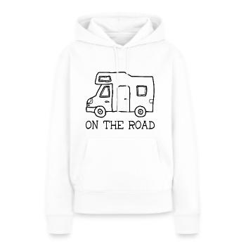 Sur la route - Sweat à capuche Premium bio Femme - blanc - Devant - Julia (174cm)
