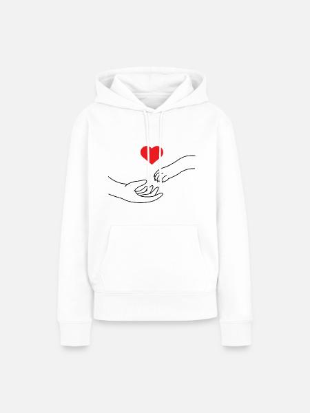 Hundepfote - Frauen Premium Bio Hoodie - Weiß