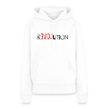 REVOLUTION mit LIEBE - Frauen Premium Bio Hoodie - Weiß - Vorne - Julia (174cm)