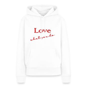 CITATION,CITATIONS,MESSAGE, MESSAGE,HUMOUR - Sweat à capuche Premium bio Femme - blanc - Devant - Julia (174cm)