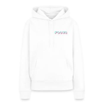 Fokus Typografie mit elektronischem Welleneffekt - Frauen Premium Bio Hoodie - Weiß - Vorne - Julia (174cm)