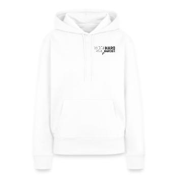 work hard - travel harder - Sweat à capuche Premium bio Femme - blanc - Devant - Julia (174cm)