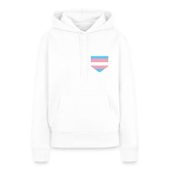 Transgender Brusttasche - Frauen Premium Bio Hoodie - Weiß - Vorne - Julia (174cm)