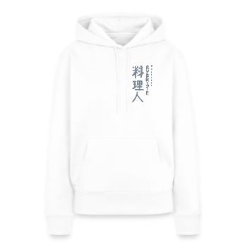 Cuisiner en japonais - Sweat à capuche Premium bio Femme - blanc - Devant - Julia (174cm)