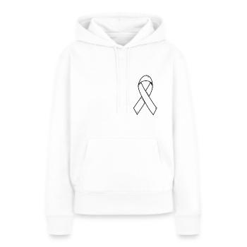Cancer du sein minimum - Sweat à capuche Premium bio Femme - blanc - Devant - Julia (174cm)