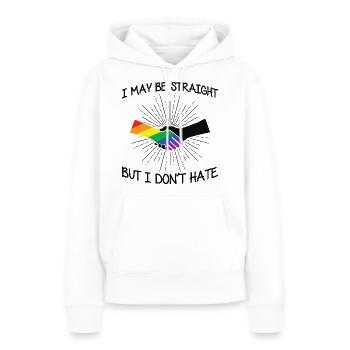 Je peux être hétéro mais je ne déteste pas LBGT Rainbow - Sweat à capuche Premium bio Femme - blanc - Devant - Julia (174cm)