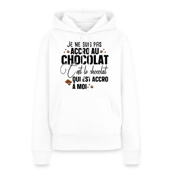 Chocolat Gourmand Choco Cadeau Humour Noël - Sweat à capuche Premium bio Femme - blanc - Devant - Julia (174cm)