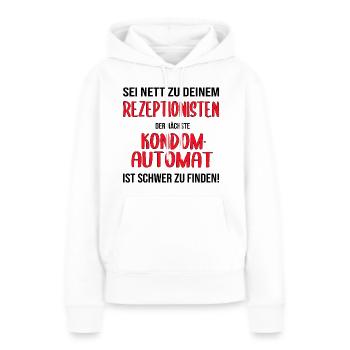 Rezeptionist Hotel Pension Kondome Geschenk lustig - Frauen Premium Bio Hoodie - Weiß - Vorne - Julia (174cm)