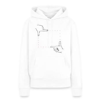 Cadre de signaux manuels – 2 couleurs - Sweat à capuche Premium bio Femme - blanc - Devant - Julia (174cm)