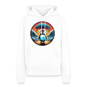 Moses penguin with umbrella divides the sea - Women’s Premium Organic Hoodie - white - Front - Julia (174cm)