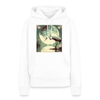 Storch am See bei Vollmond Art Deco Style - Frauen Premium Bio Hoodie - Weiß - Vorne - Julia (174cm)