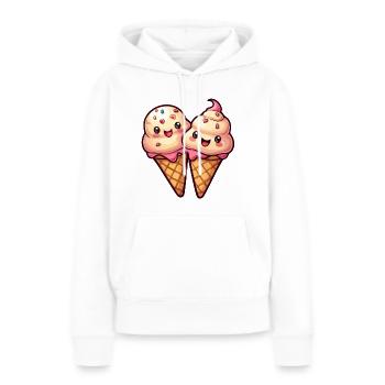 Lächelnde Eiskreation - Frauen Premium Bio Hoodie - Weiß - Vorne - Julia (174cm)