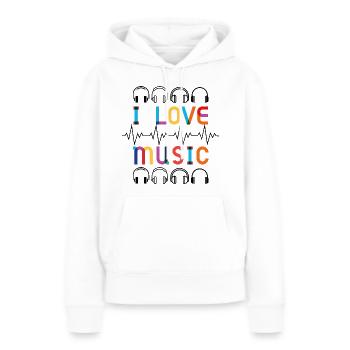 Ich Liebe Musik - Frauen Premium Bio Hoodie - Weiß - Vorne - Julia (174cm)