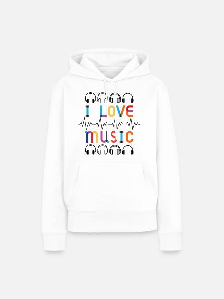 Ich Liebe Musik - Frauen Premium Bio Hoodie - Weiß
