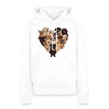 L’amour des chiens - Sweat à capuche Premium bio Femme - blanc - Devant - Julia (174cm)