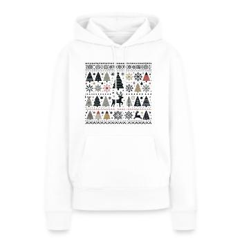 Skandinavische Weihnachtselemente und Winterbäume - Frauen Premium Bio Hoodie - Weiß - Vorne - Julia (174cm)