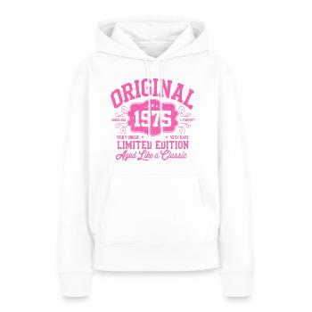 Original 1975 - 50e anniversaire Édition Femme - Sweat à capuche Premium bio Femme - blanc - Devant - Julia (174cm)