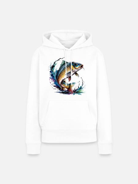 Bunter Karpfen - Frauen Premium Bio Hoodie - Weiß