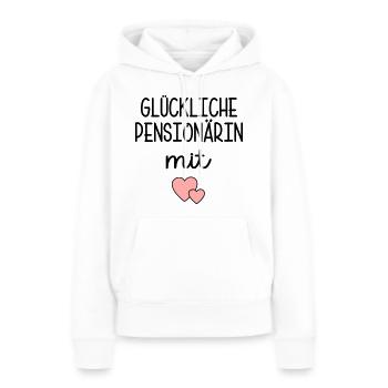 Herz - Glückliche Pensionärin - Frauen Premium Bio Hoodie - Weiß - Vorne - Julia (174cm)