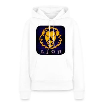 LION (Lion) - Sweat à capuche Premium bio Femme - blanc - Devant - Julia (174cm)