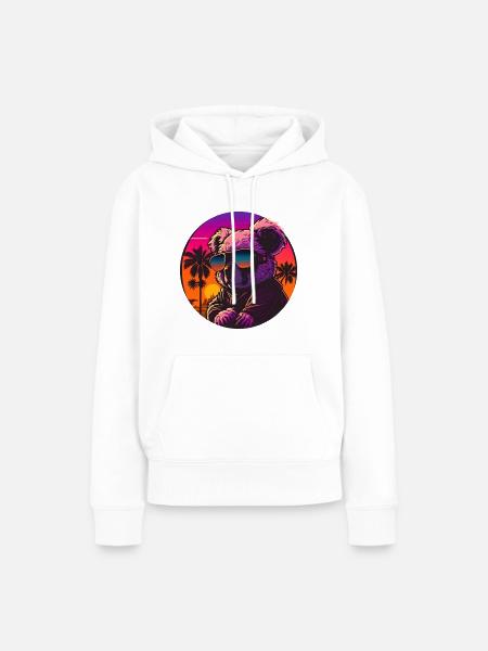 Synthwave Koala Sunset - Frauen Premium Bio Hoodie - Weiß