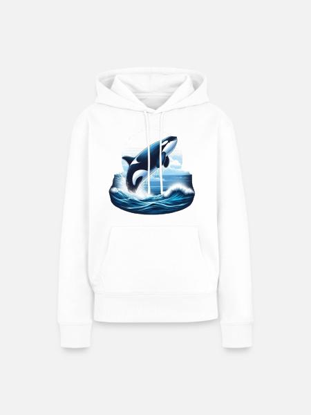 Blauer Orca - Frauen Premium Bio Hoodie - Weiß