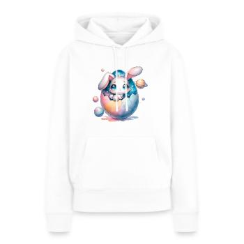 Chibi Space Bunny Sitting In a Cracked Easter Egg - Women’s Premium Organic Hoodie - white - Front - Julia (174cm)