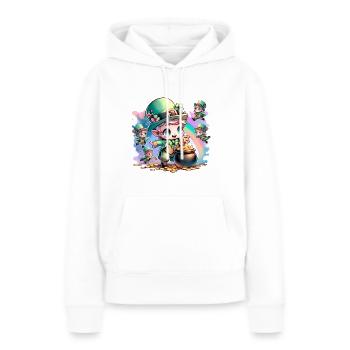 Lutins Chibi de la Saint-Patrick - Sweat à capuche Premium bio Femme - blanc - Devant - Julia (174cm)