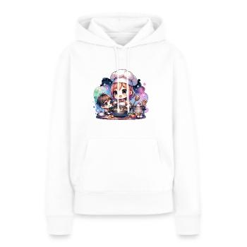 Meisterkochmutter bringt ihrem Kind das Kochen bei - Frauen Premium Bio Hoodie - Weiß - Vorne - Julia (174cm)
