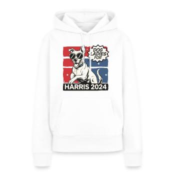 Dog Ladies For Kamala Harris 2024 USA Amerika - Frauen Premium Bio Hoodie - Weiß - Vorne - Julia (174cm)