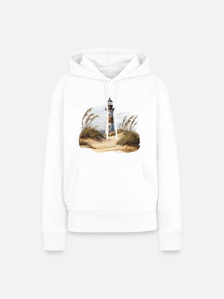 Leuchtturm hinter den Dünen - Frauen Premium Bio Hoodie - Weiß