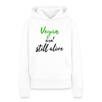 Vegan TShirt Vegan Vegan Cadeau environnemental - Sweat à capuche Premium bio Femme - blanc - Devant - Julia (174cm)